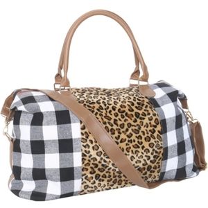 Black Buffalo Print & Leopard Weekender Bag